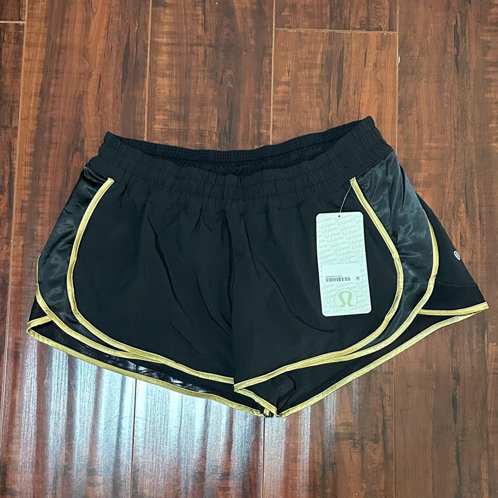 lululemon athletica Black Athletic Shorts with Gold Accents